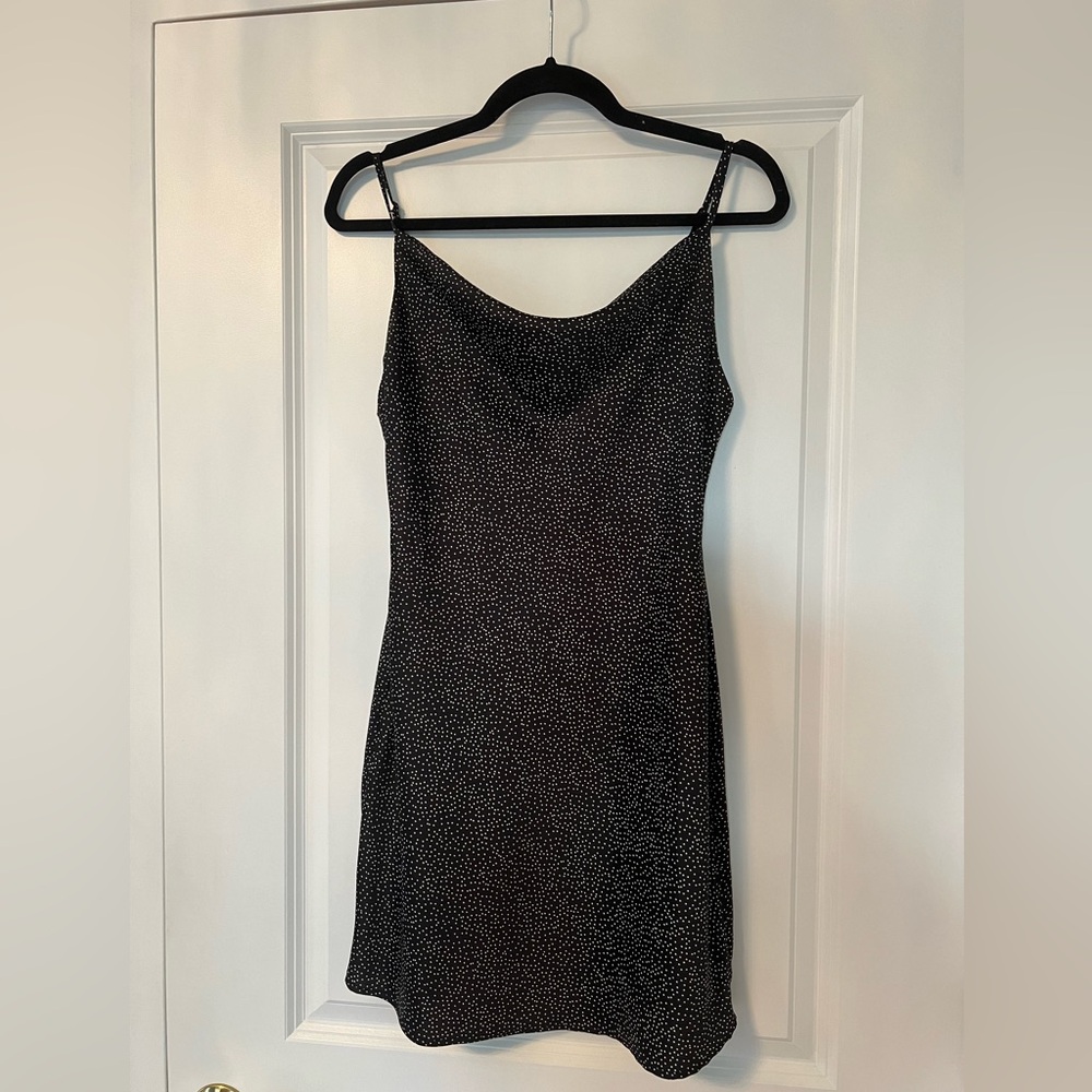 Urban Outfitters satin slip dress with spaghetti straps blk/wht